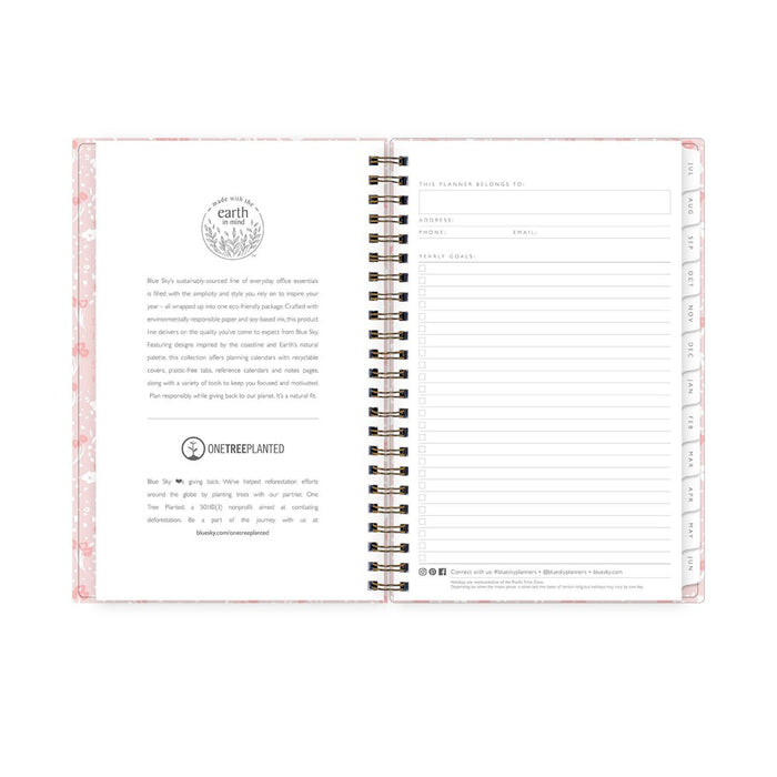 Blue Sky x One Tree Planted 2023-24 Academic Planner Clear Cover 5"x8" Weekly/Monthly Wirebound Maeve Pink