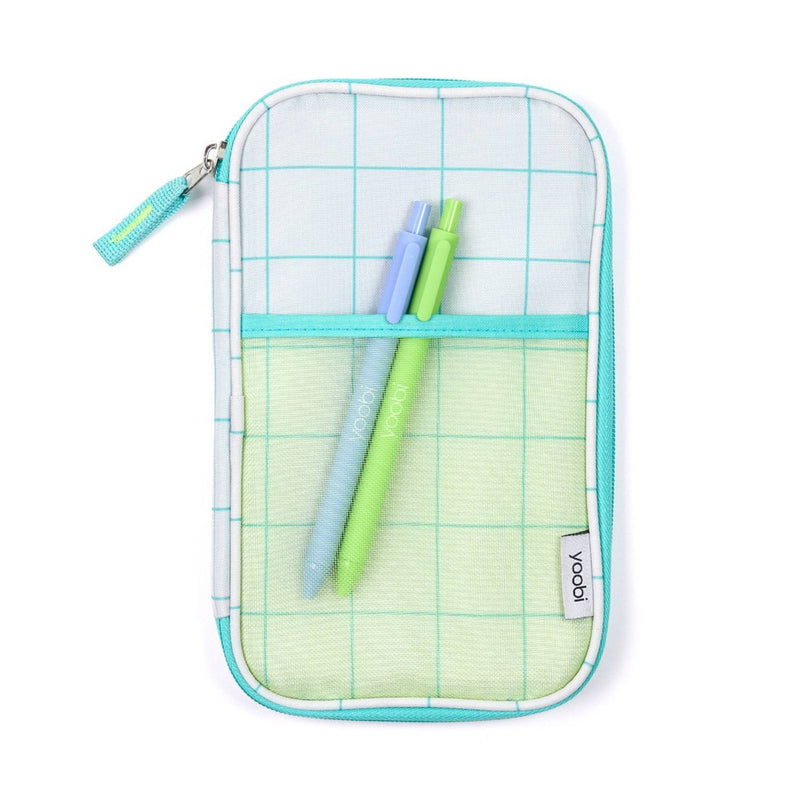 Pencil Organizer Zip Aqua Grid - Yoobi