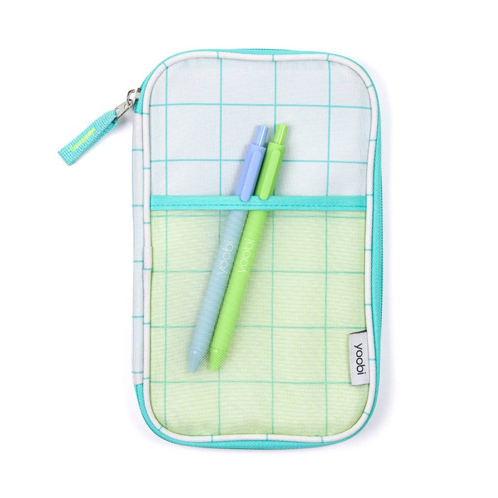 Pencil Organizer Zip Aqua Grid - Yoobi