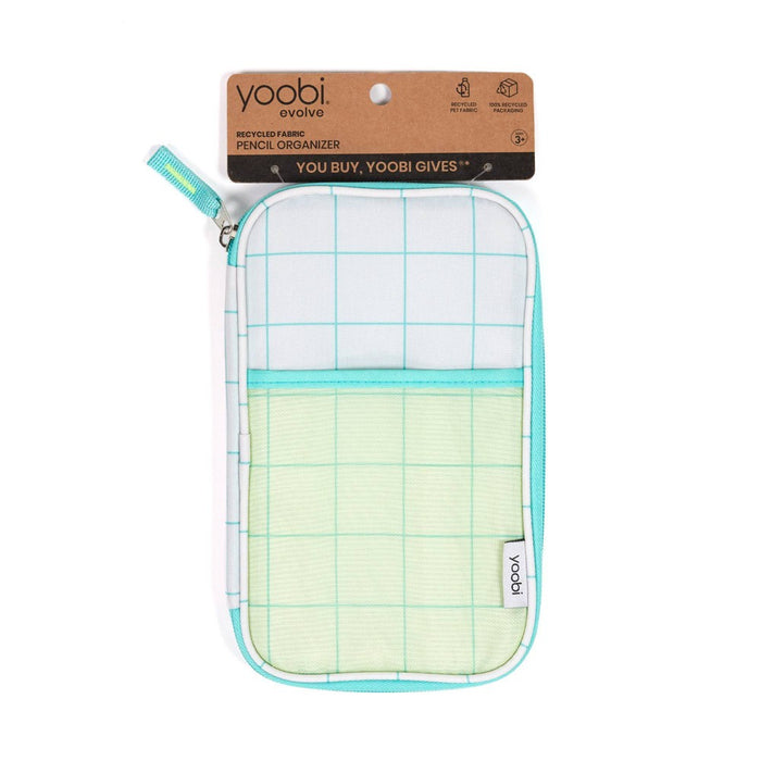 Pencil Organizer Zip Aqua Grid - Yoobi