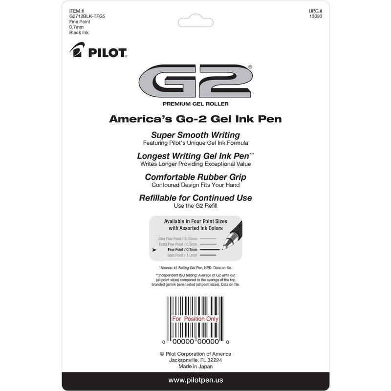 Pilot 12ct G2 Gel Pens Fine Point 0.7mm Black Ink