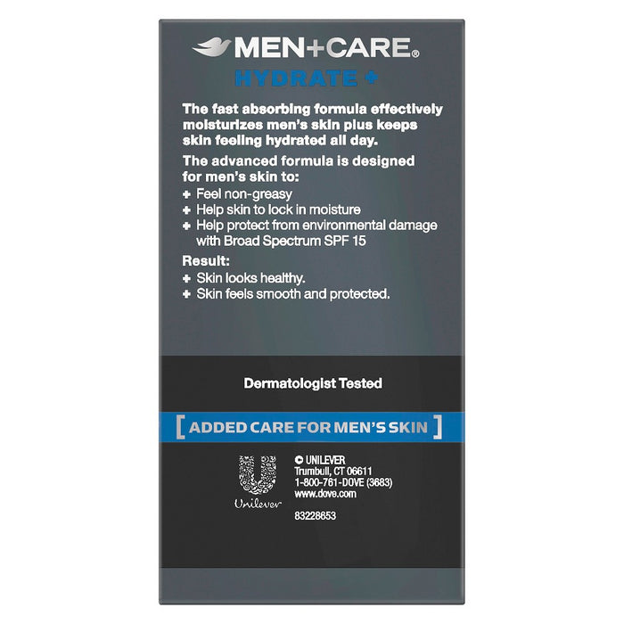 Dove Men+Care Hydrate + SPF 15 Sunscreen Face Lotion - 1.69oz - Trial Size