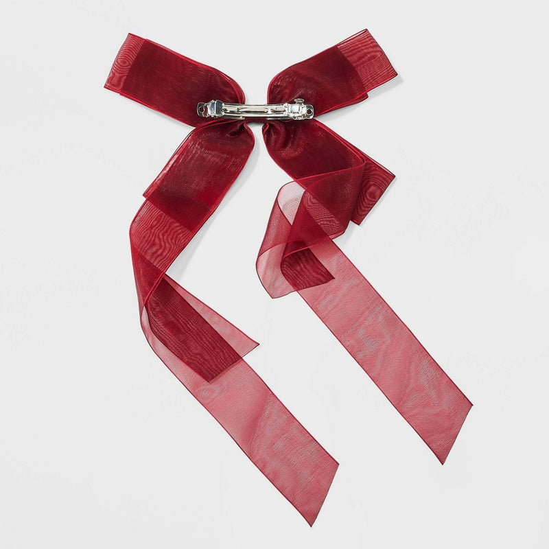 Organza Bow Hair Barrette - A New Day Burgundy