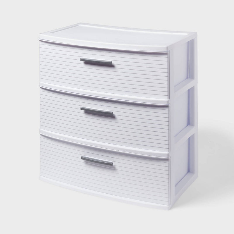 3 Drawer Wide Tower White - Brightroom (LOCAL PICKUP ONLY)