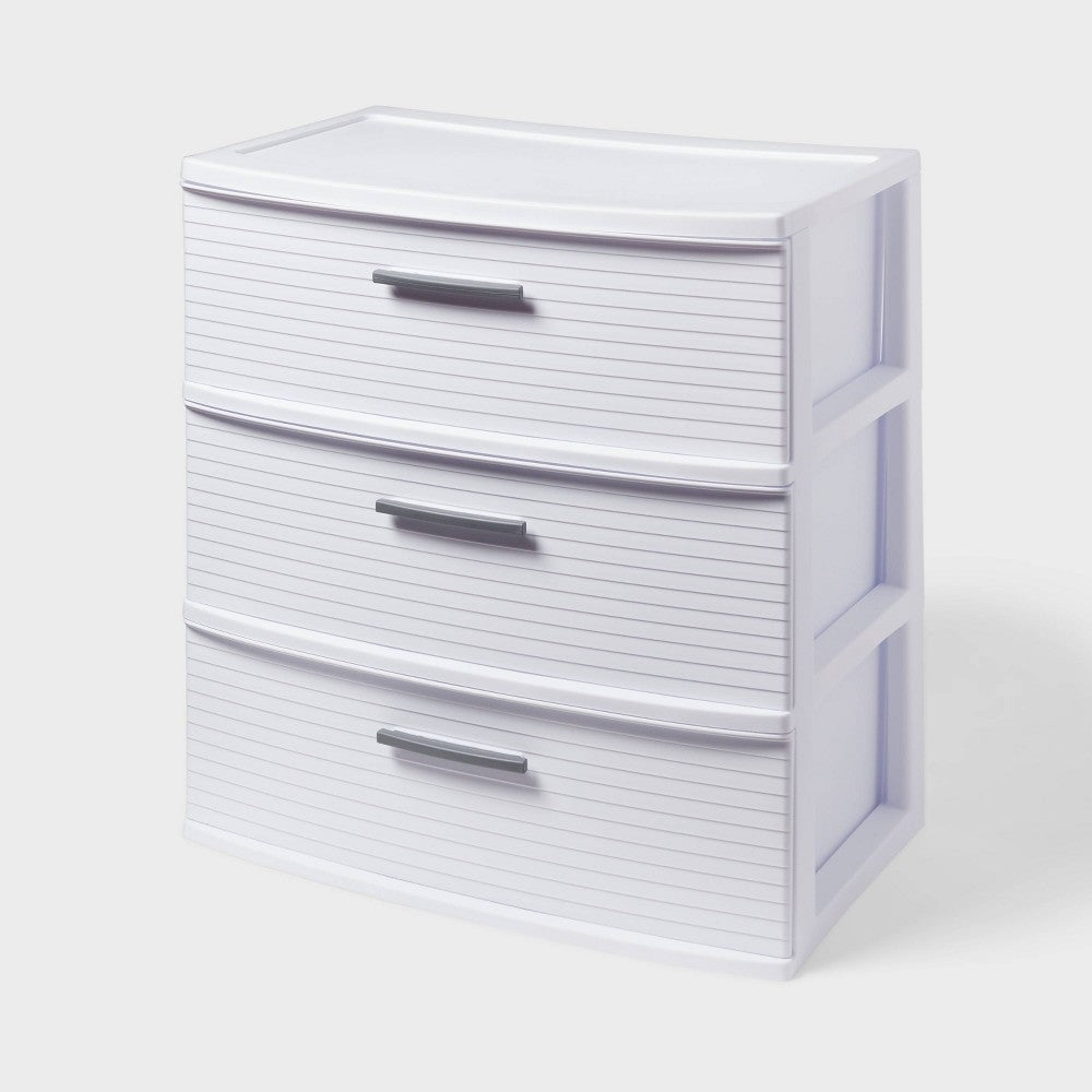 3 Drawer Wide Tower White