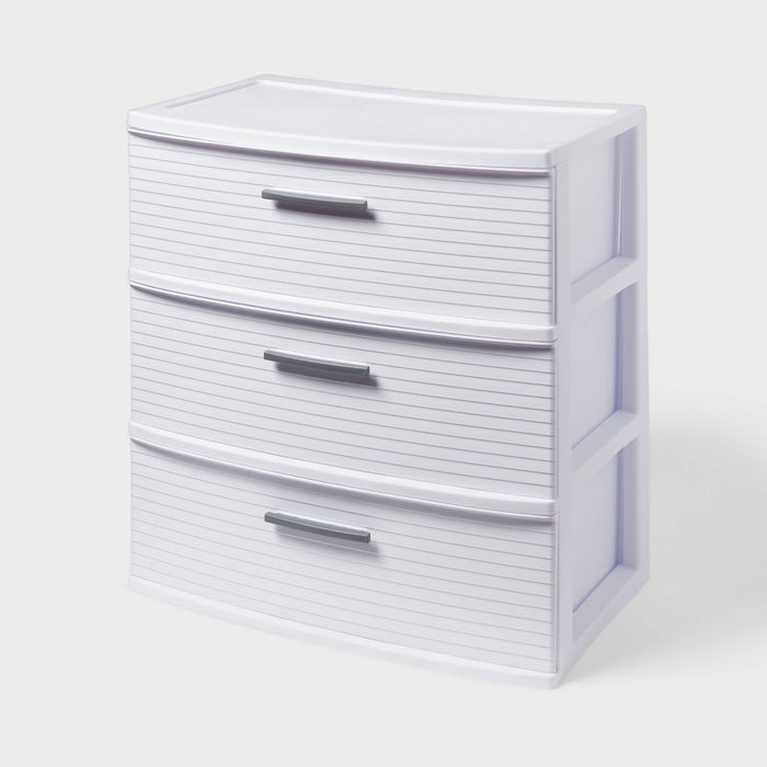3 Drawer Wide Tower White - Brightroom