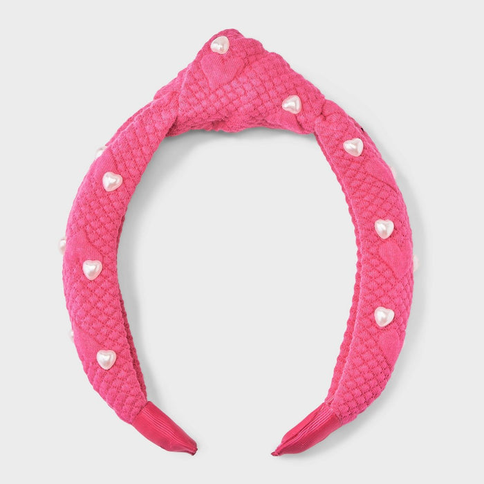 Girls' Quilted Headband with Heart Pearls - Cat & Jack Pink