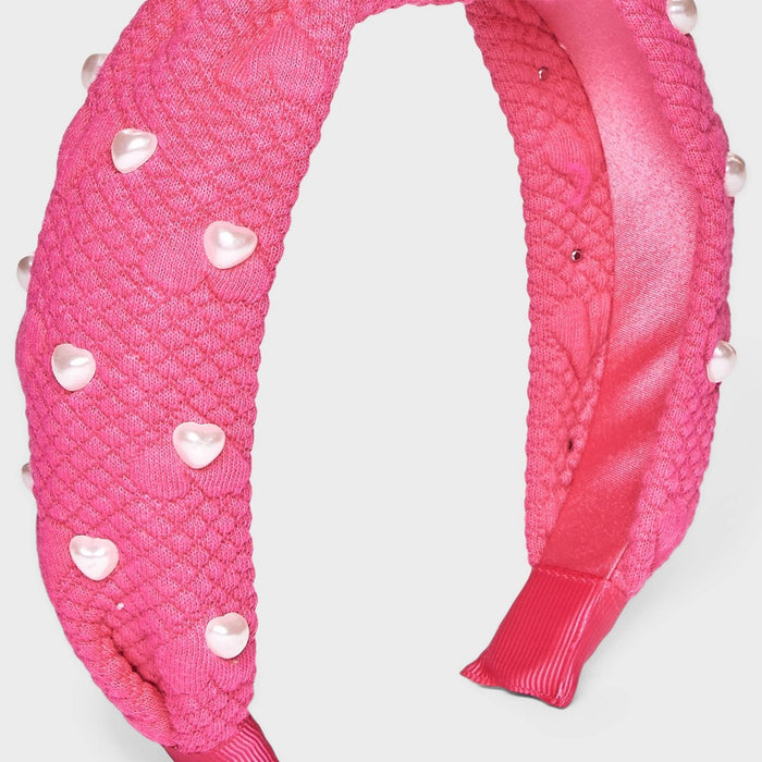 Girls' Quilted Headband with Heart Pearls - Cat & Jack Pink