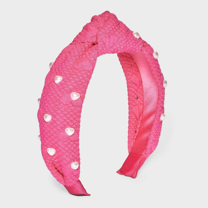 Girls' Quilted Headband with Heart Pearls - Cat & Jack Pink