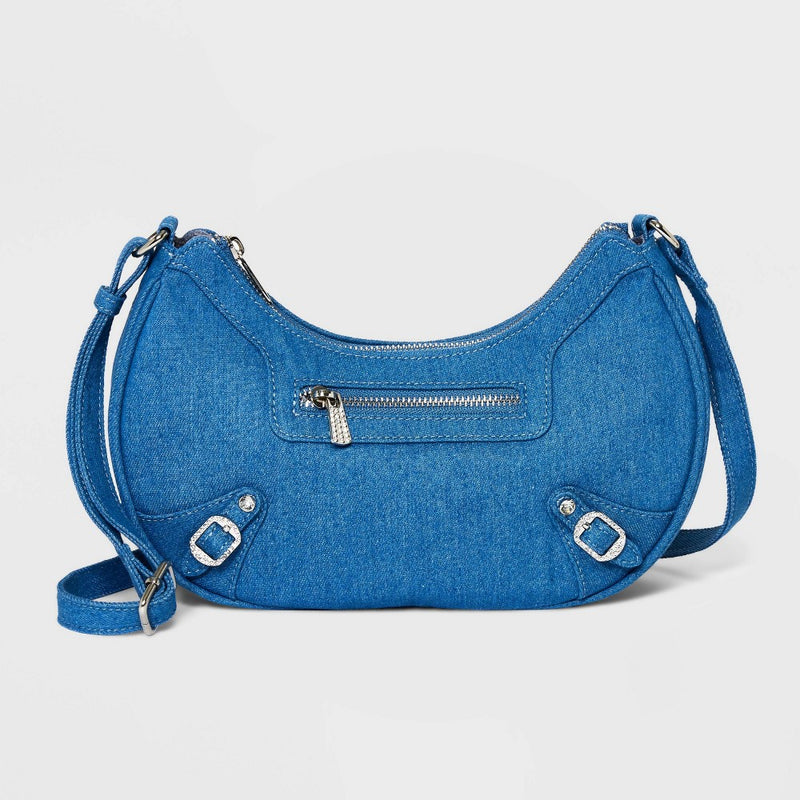 Denim Crescent Shoulder Handbag - Wild Fable Blue