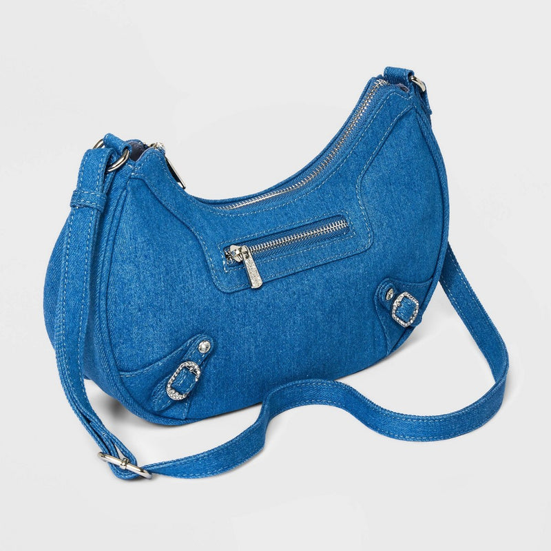 Denim Crescent Shoulder Handbag - Wild Fable Blue