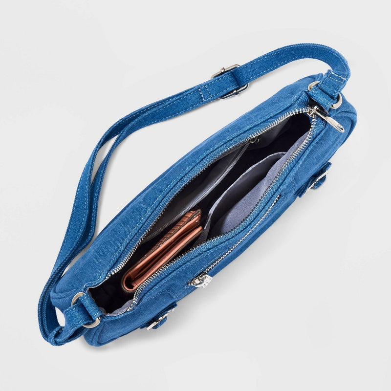 Denim Crescent Shoulder Handbag - Wild Fable Blue