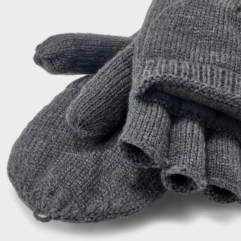 Men's Convertible Flip Top Mittens - Goodfellow & Co Charcoal Gray One Size Fits Most