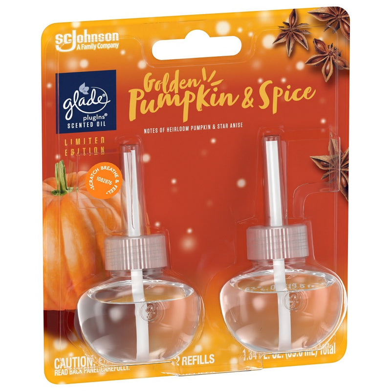 Glade PlugIns Scented Oil Air Freshener - Golden Pumpkin & Spice - 1.34oz/2pk