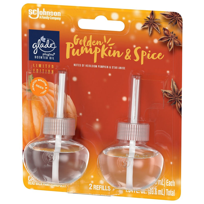 Glade PlugIns Scented Oil Air Freshener - Golden Pumpkin & Spice - 1.34oz/2pk