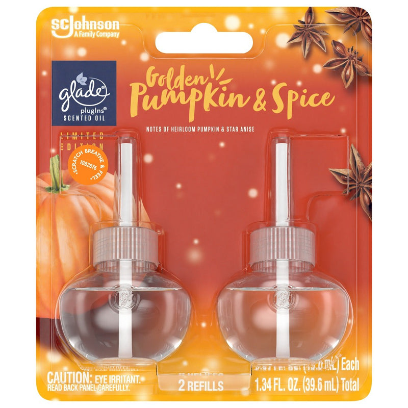 Glade PlugIns Scented Oil Air Freshener - Golden Pumpkin & Spice - 1.34oz/2pk