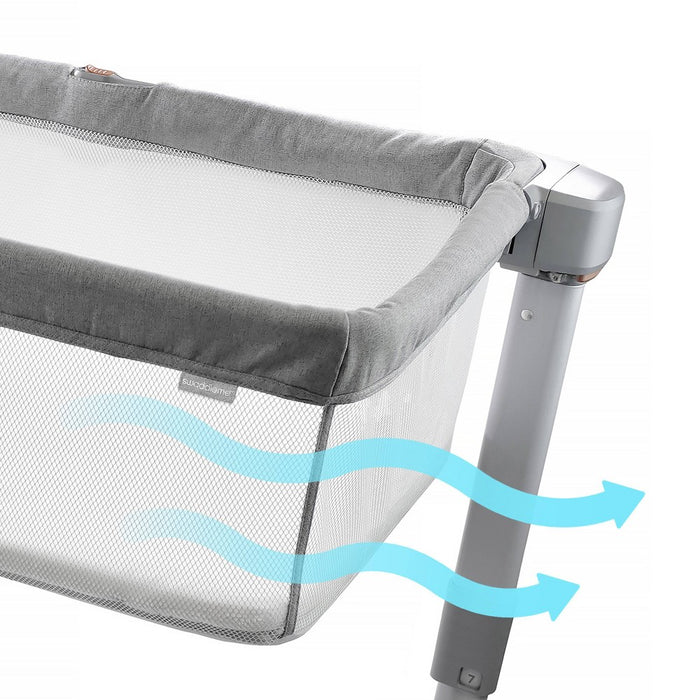 SwaddleMe Beginnings Bassinet Select - Compact Fold Multi-Position Baby Bassinet with Air Flow Mattress - Gray Tweed