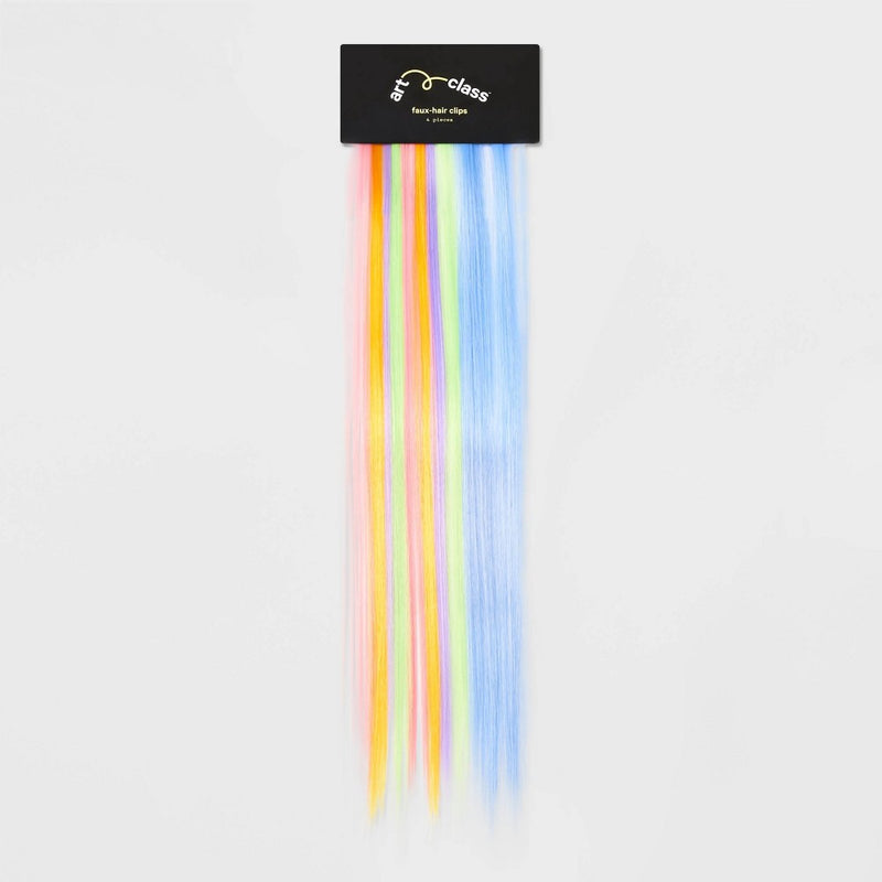 Girls' 4pk Mixed Solid and Striped Hair Extensions - art class