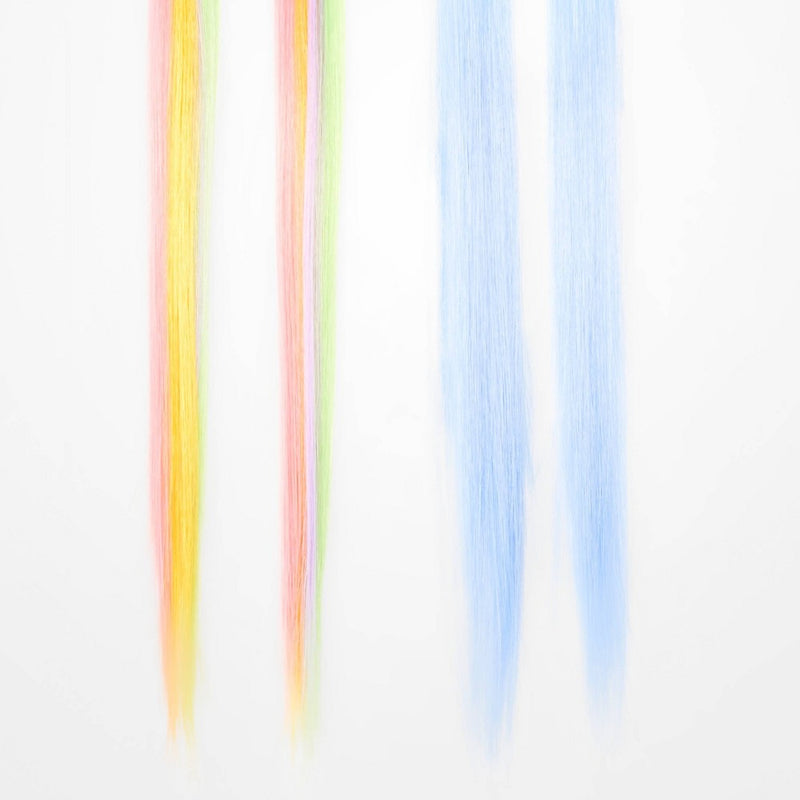 Girls' 4pk Mixed Solid and Striped Hair Extensions - art class