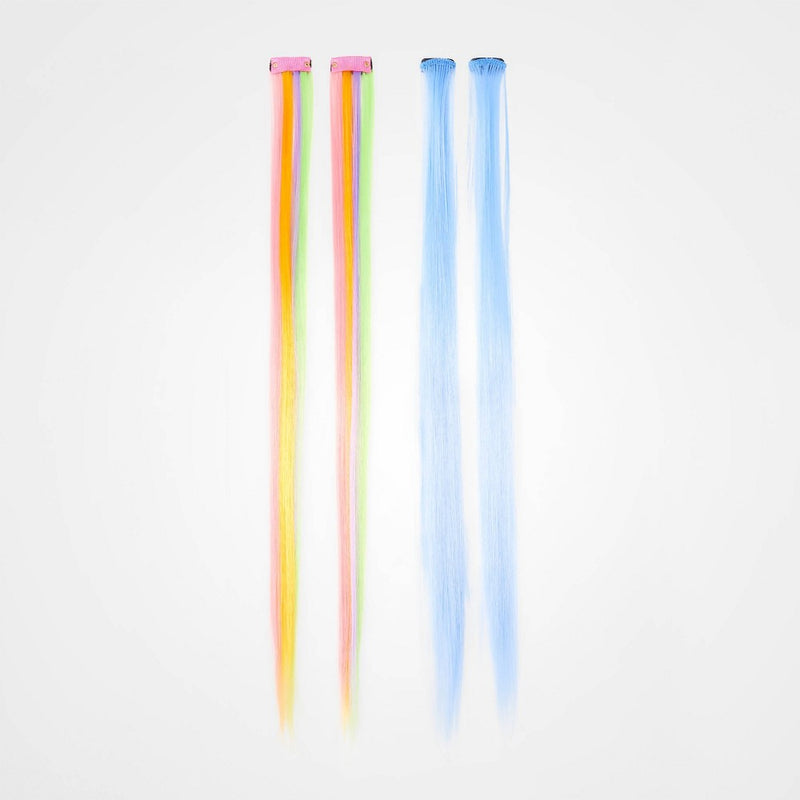Girls' 4pk Mixed Solid and Striped Hair Extensions - art class