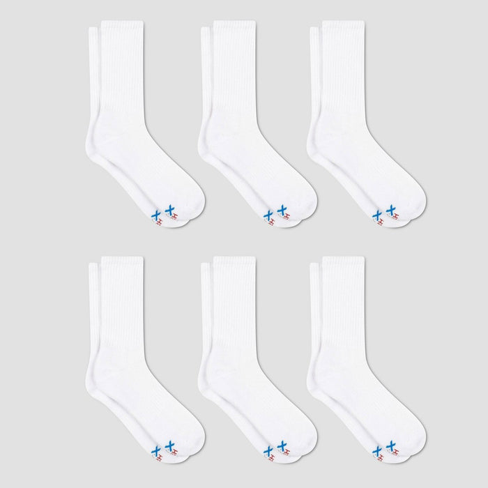 Men's Hanes Premium Performance Cushioned Crew Socks 6pk - White 6-12