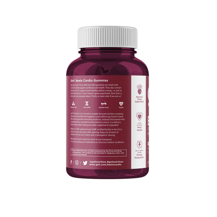 Goli Nutrition Beets Cardio Vegan Vitamin Gummies - 60ct
