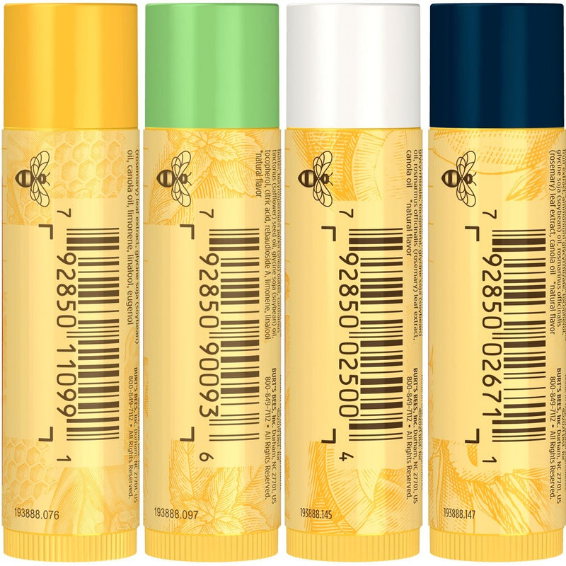 Burt's Bees Beeswax + Cucumber Mint + Coconut & Pear + Vanilla Bean Lip Balm - 4pk/0.6oz
