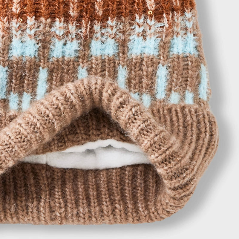 Fair Isle Jacquard Pom Beanie - Universal Thread Brown