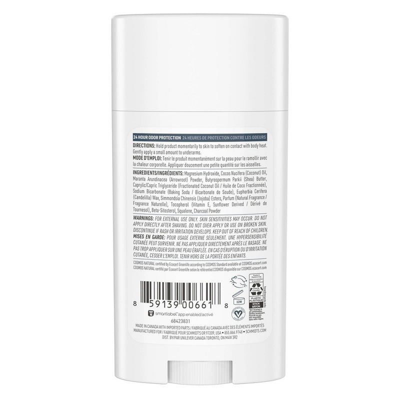 Schmidt's Charcoal + Magnesium Aluminum-Free Natural Deodorant Stick - 2.65oz