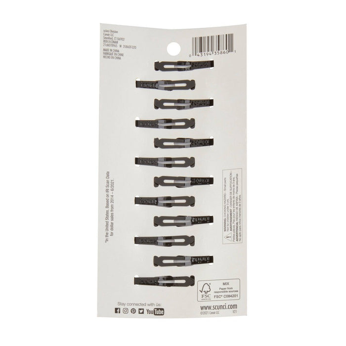 scunci Snap Clip - Black - 12pk