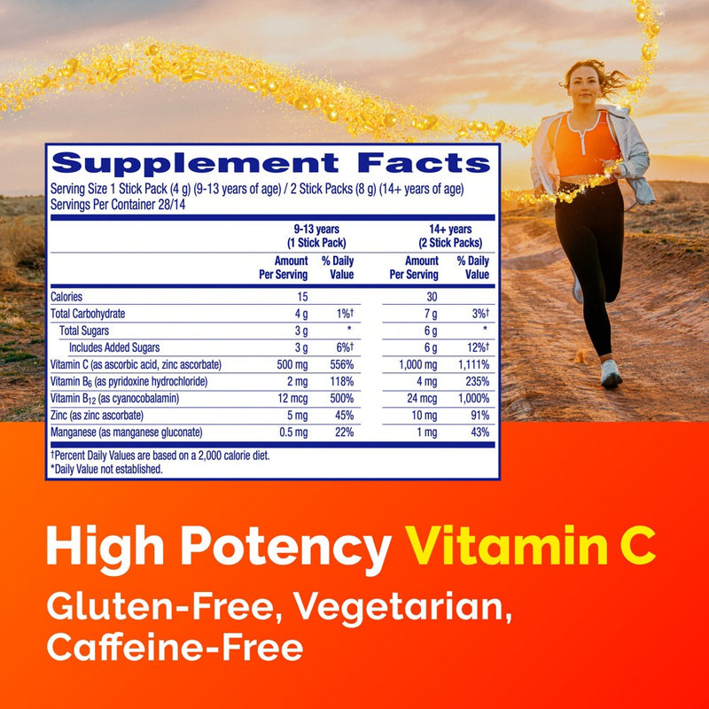 Emergen-C Crystals On-The-Go Immunity Vitamins - Orange Vitality - 28ct