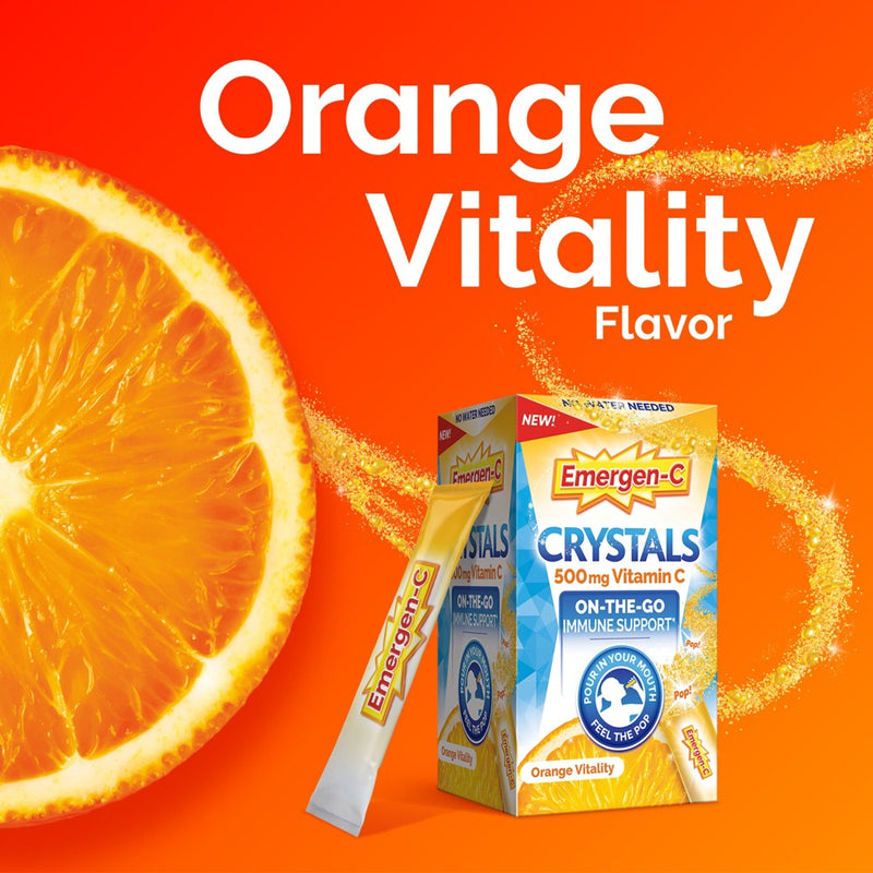 Emergen-C Crystals On-The-Go Immunity Vitamins - Orange Vitality - 28ct