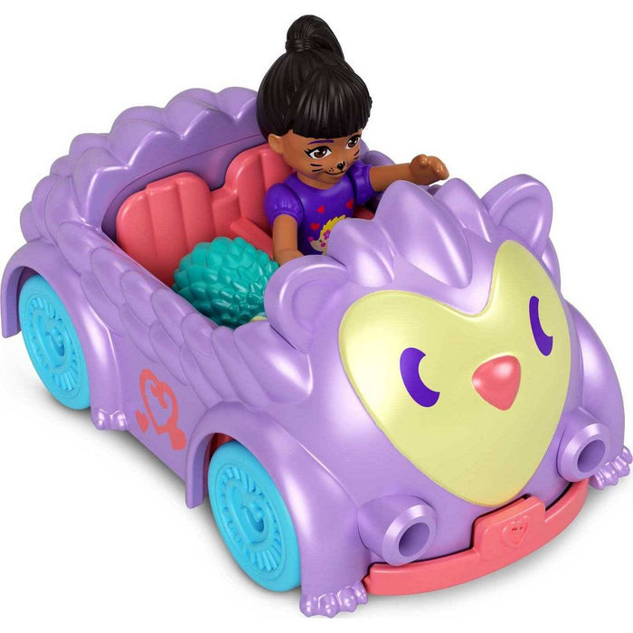 Polly Pocket Pollyville Micro Doll with Hedgehog-Themed Car and Mini Hedgehog