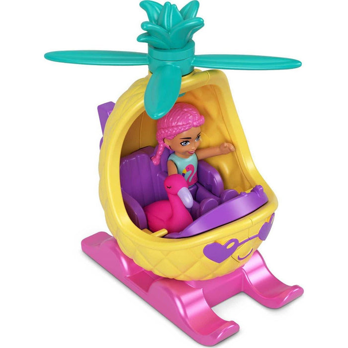 Polly Pocket Pollyville Micro Doll with Pineapple Helicopter and Mini Flamingo
