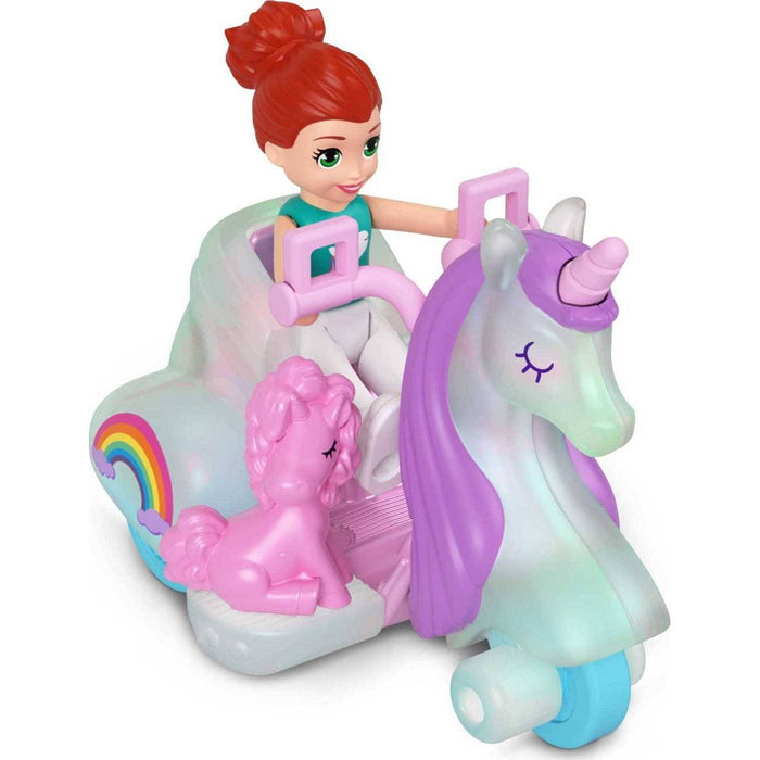 Polly Pocket Pollyville Micro Doll with Unicorn 3-Wheeler and Unicorn