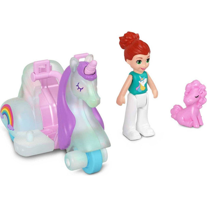 Polly Pocket Pollyville Micro Doll with Unicorn 3-Wheeler and Unicorn