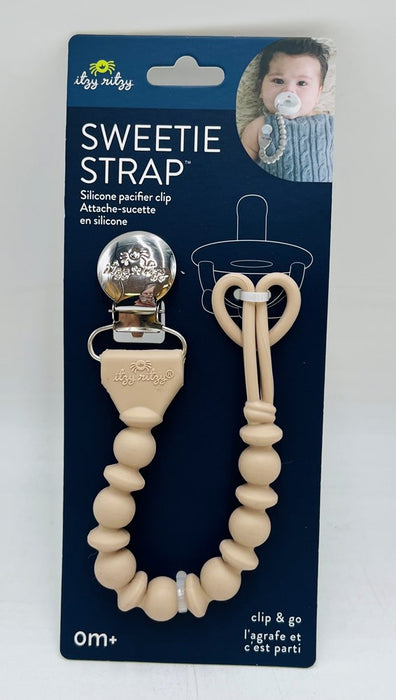 Itzy Ritzy Sweetie Beaded Strap Pacifier Clip - Toast