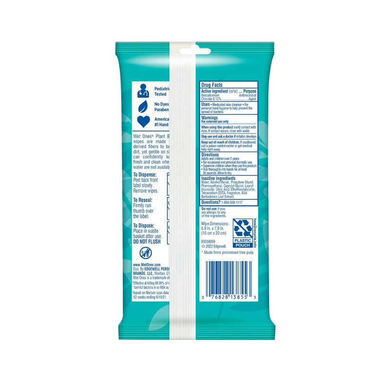 Wet Ones Antibacterial Plant Based Hand Wipes - 20ct