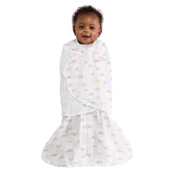 HALO Innovations Sleepsack 100% Cotton Swaddle Wrap - Sunshine Rainbows - NB