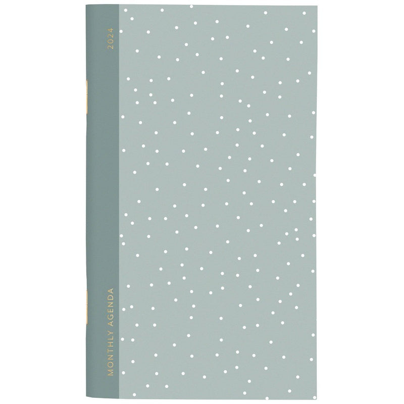 Sugar Paper Essentials 2024-2025 Planner 6.25"x3.625" Monthly Green Scatter Dot