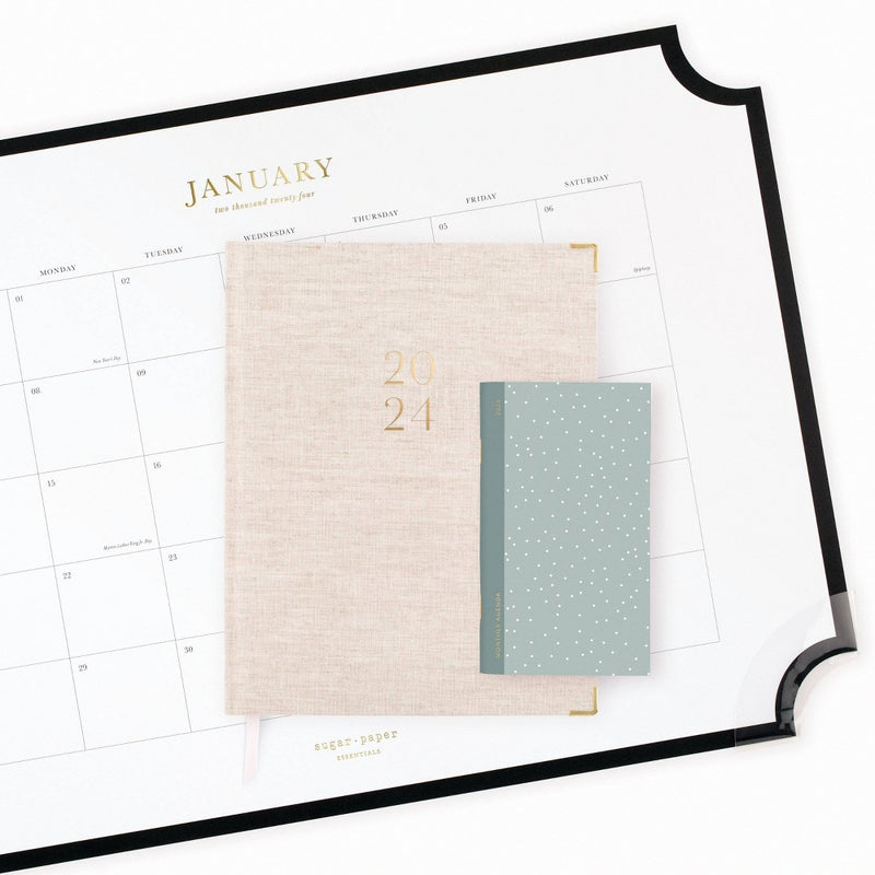Sugar Paper Essentials 2024-2025 Planner 6.25"x3.625" Monthly Green Scatter Dot