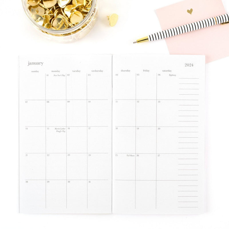 Sugar Paper Essentials 2024-2025 Planner 6.25"x3.625" Monthly Green Scatter Dot