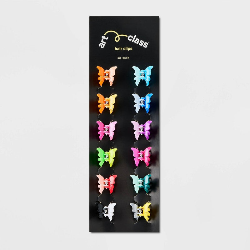 Girls' 12pk Mini Butterfly Claw Clips - art class