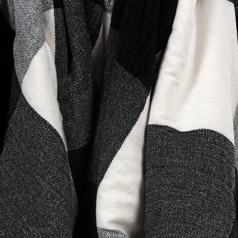 Buffalo Check Woven Chenille Throw Blanket with Sherpa Reverse Ivory/Black - Threshold