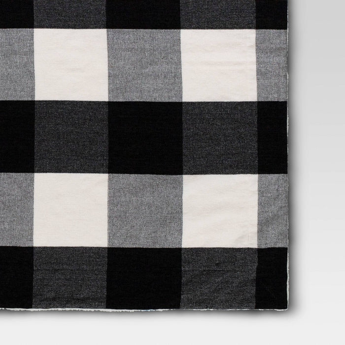 Buffalo Check Woven Chenille Throw Blanket with Sherpa Reverse Ivory/Black - Threshold