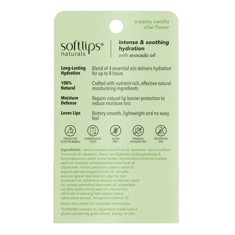 Softlips Naturals with Avocado Oil Lip Balm - Vanilla Chai - 0.15oz/2ct