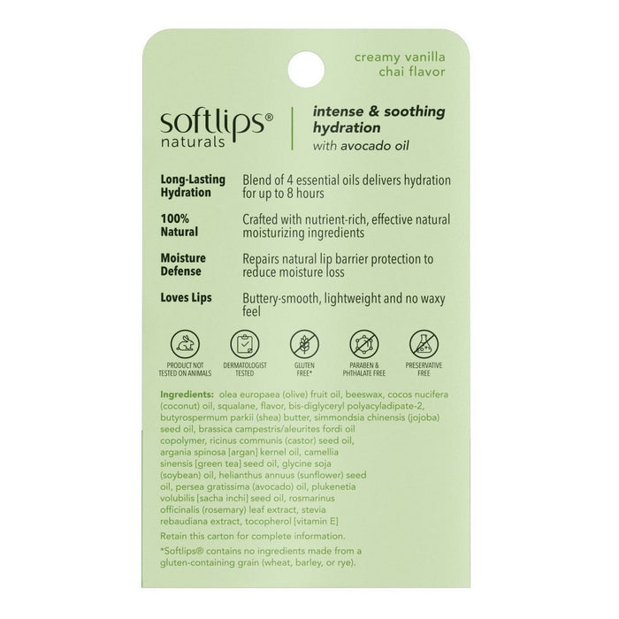 Softlips Naturals with Avocado Oil Lip Balm - Vanilla Chai - 0.15oz/2ct