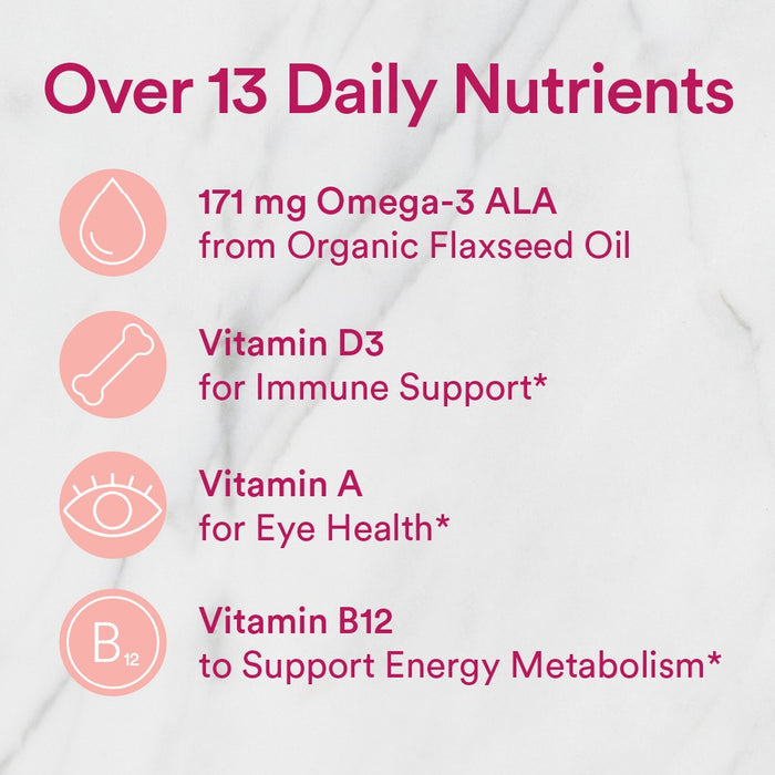 SmartyPants Organic Women's Multi & Vegetarian Omega 3 Gummy Vitamins with D3, C & B12 - 90 ct