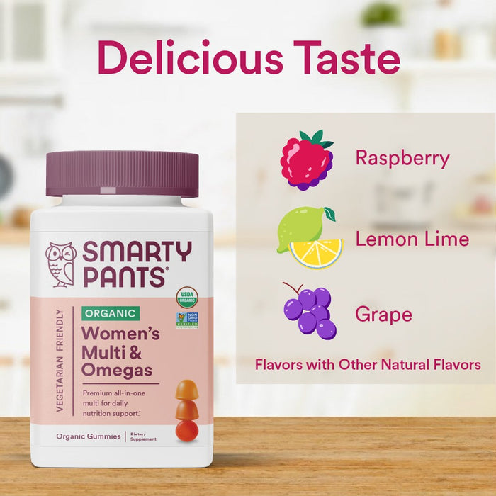 SmartyPants Organic Women's Multi & Vegetarian Omega 3 Gummy Vitamins with D3, C & B12 - 90 ct