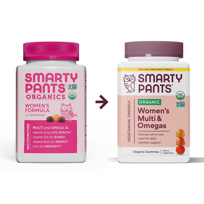 SmartyPants Organic Women's Multi & Vegetarian Omega 3 Gummy Vitamins with D3, C & B12 - 90 ct